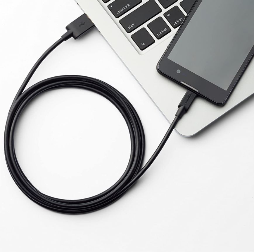 1.8 Meters 6 Feet 2.0 A Male to Micro B AmazonBasics USB Cable Black 